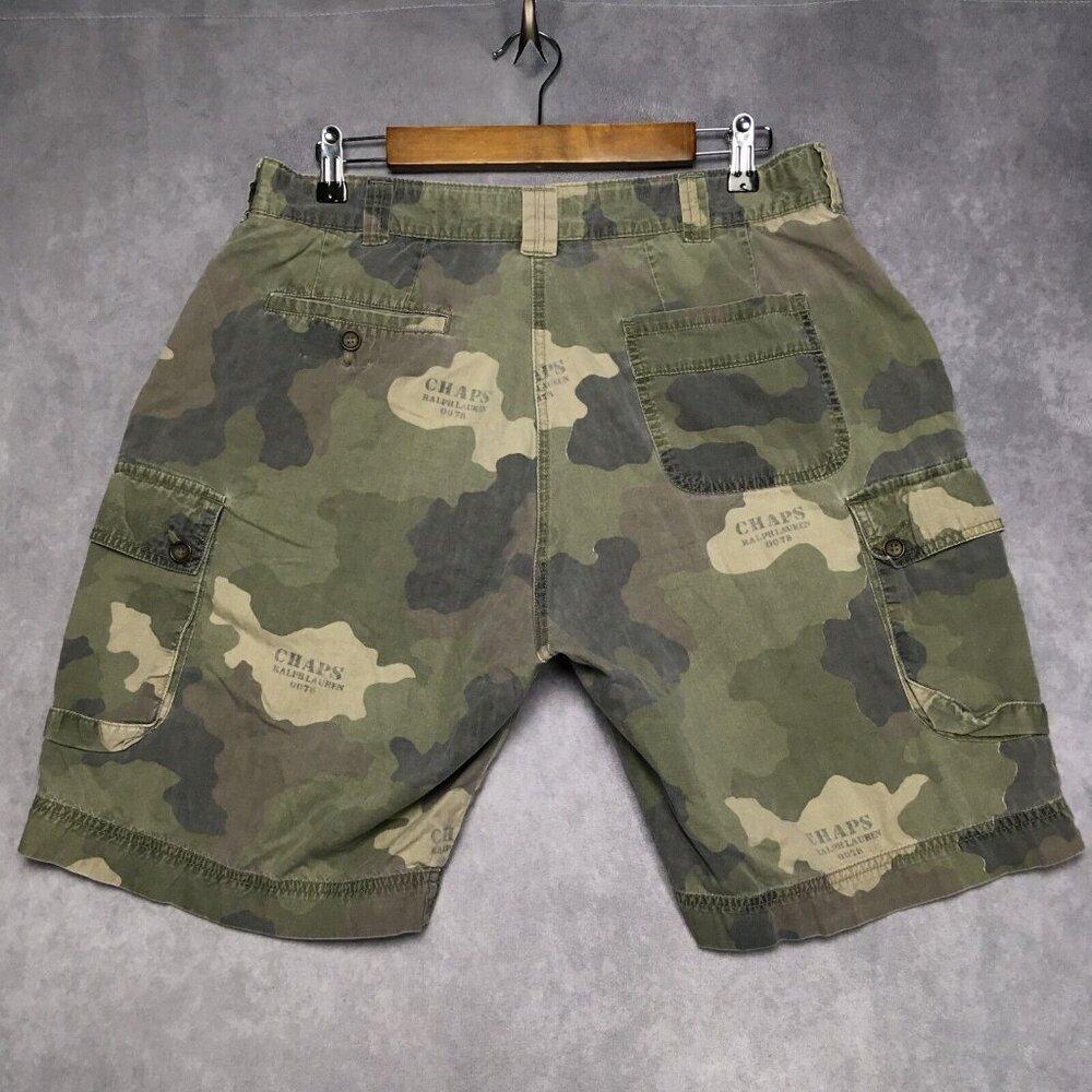 Chaps RL Mens Camo Cargo Shorts size 34 Lightweight Cotton Fatigues Jungle Green - Picture 2 of 12
